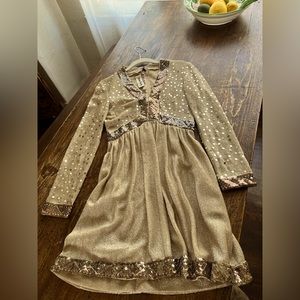 Vintage dress with sequins- gold